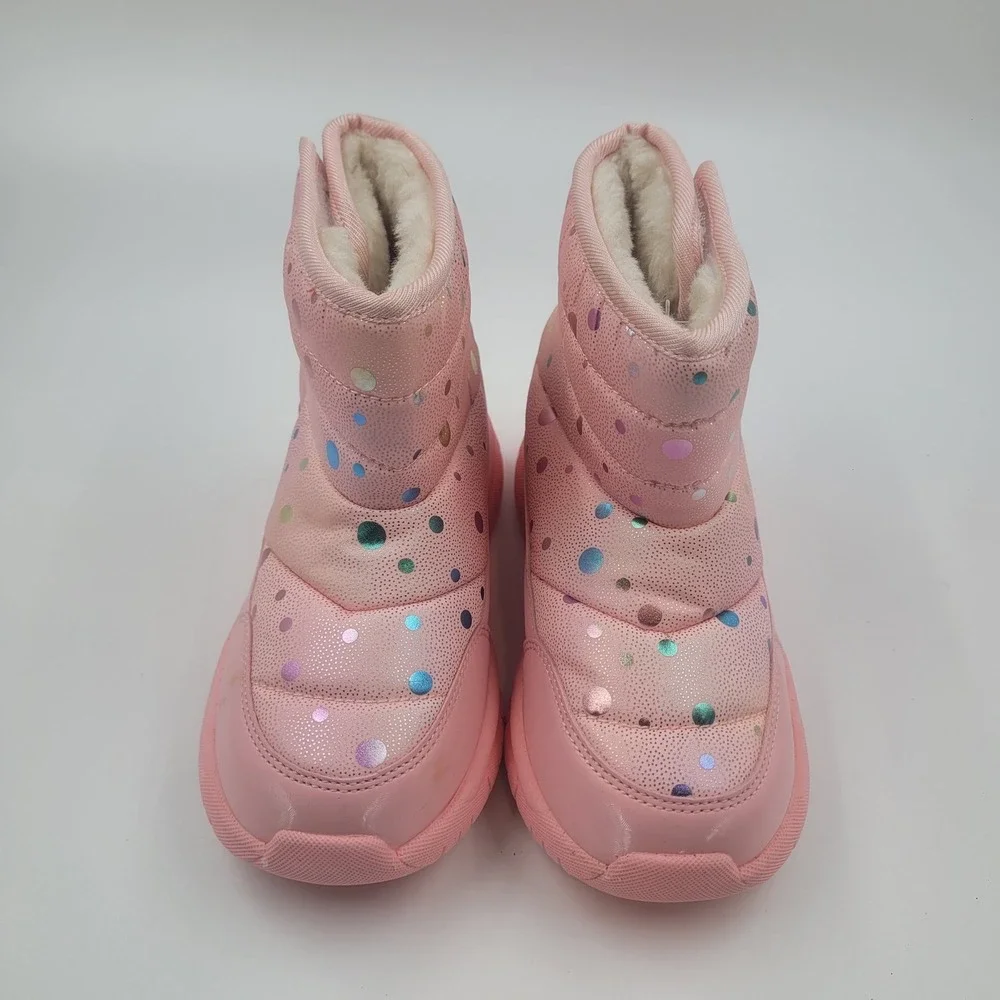 Hobibear Girls Pink Polka Dot Snow Boots Faux Fur Winter Shoes Size 12C (30)